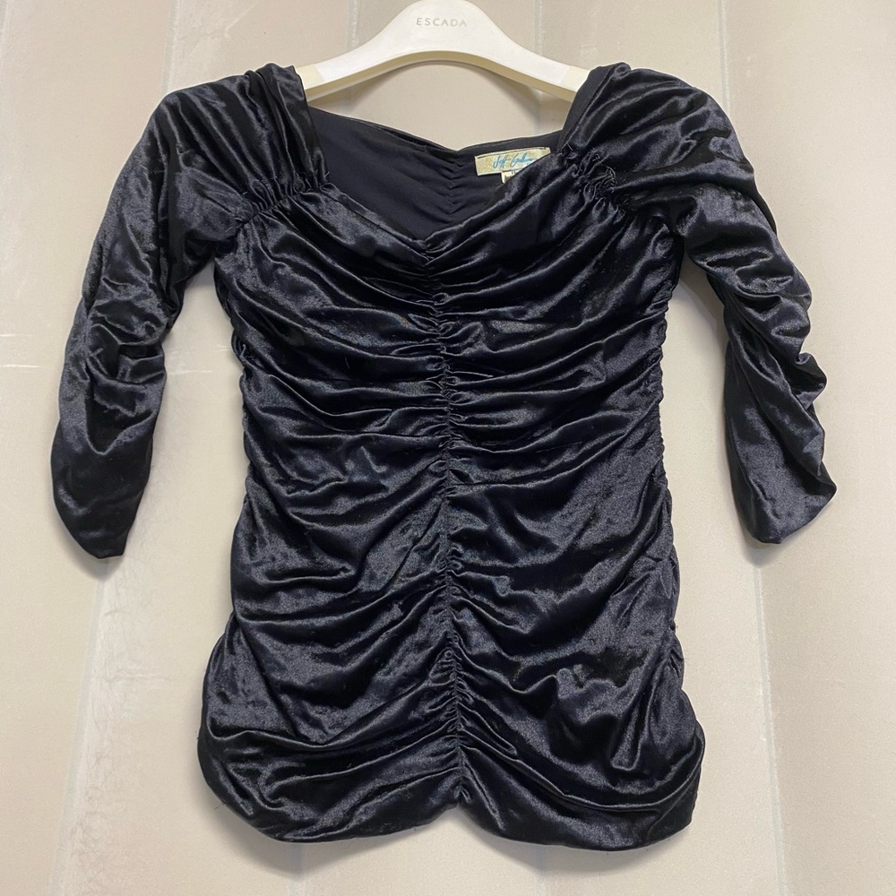 Vintage Jeff Gallano Women’s Blouse Size US S/M Ruched Dark Romantic Whimsigoth